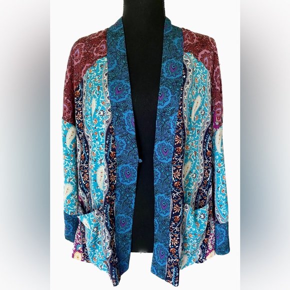 Zara TRF Multicolor Abstract Print Open Kimono - Picture 1 of 8